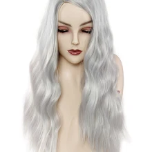 2" синтетический парик для женщин Омбре Длинные Косплей парики серебристо-серый цвет монолитный парик