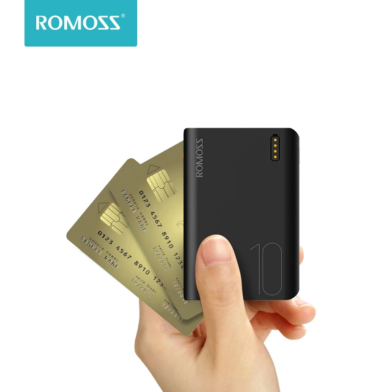 ROMOSS-Mini banco de energía Sense4, 10000mAh, carga rápida, cargador de batería externo portátil de 10000mAh para iPhone y Xiaomi