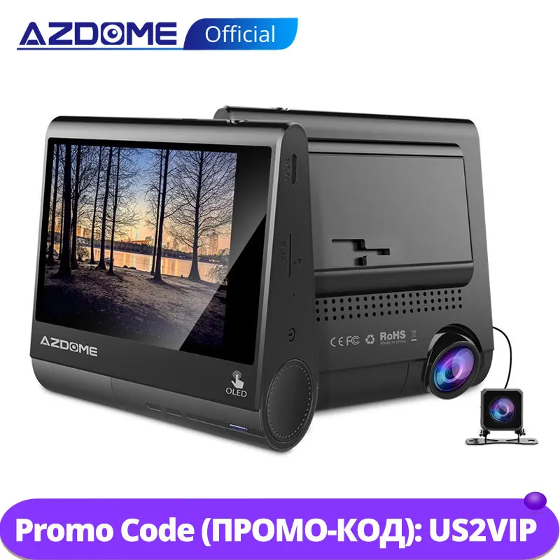 Видеорегистратор AZDOME M05 с OLED экраном 3 дюйма 1080P FHD автомобильная камера GPS