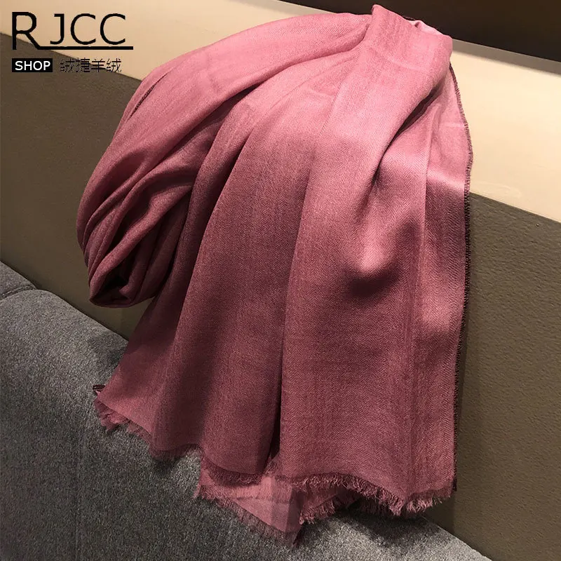 100% pure Cashmere scarf Women 2020 New comfortable fringe solid color wild thin Long 200cm warm shawl |