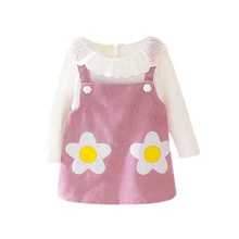 Милая одежда для маленьких девочек модные детские платья для маленьких девочек от 0 до 24 месяцев кружевные вечерние комплекты с цветочным принтом, осенняя одежда для младенцев