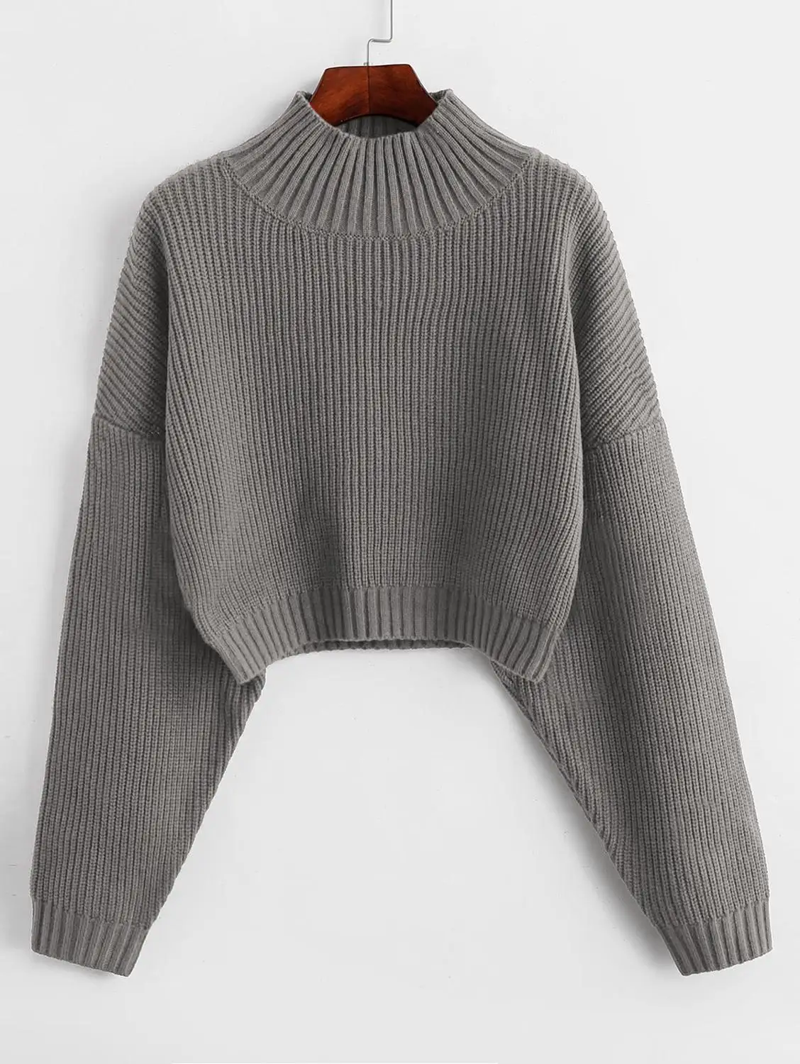 ZAFUL простой свитер с высоким воротом, осенне-зимний однотонный Повседневный женский топ,, пуловер, свитера для женщин - Цвет: Gray