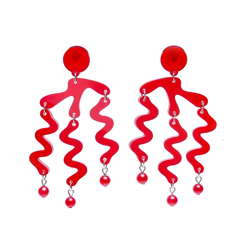 

Irregular Geometric Wave Earrings Women Long Transparent Acrylic Tassel Drop Earrings
