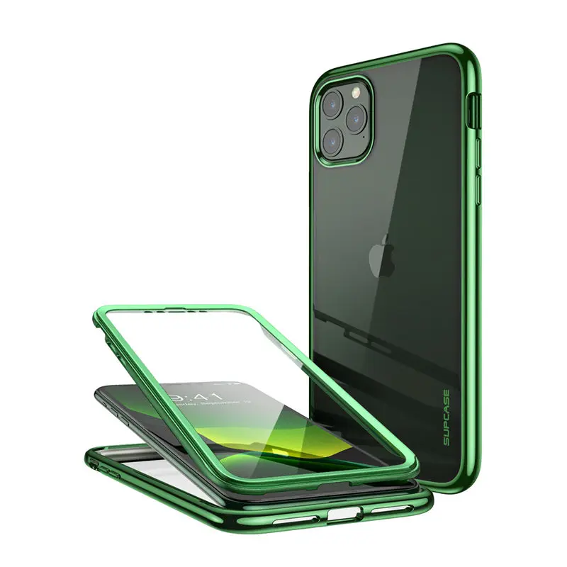 Чехол для iPhone 11 Pro 5,"() SUPCASE UB электро-металлический гальванический+ TPU чехол для всего тела со встроенным протектором экрана - Цвет: Green