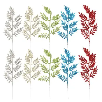 

10Pcs Chic Golden Pretty Xmas Golden Powder Leaves Faux Leaf