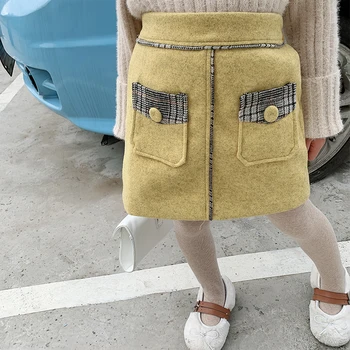 

Girls woolen skirt autumn and winter children's net red new style wild wild A word skirt thick warm high waist skirt