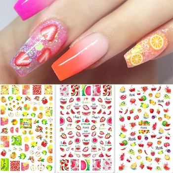 

1 PC 3D Nail Stickers Summer Fruit Image Transfer Lovely Decals Self Adehesive Nail Art Accessories Slider Nail Art Decorations