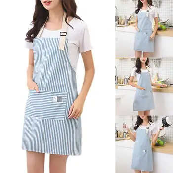 

Fashion Simple Small Fresh Stripe Kitchen Apron Woman Cooking Accessories Cafe Restaurant Flower Shop Overalls Accessories