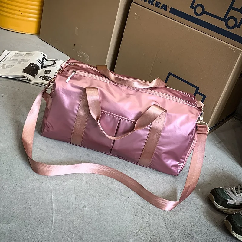 Уличные водонепроницаемые нейлоновые спортивные сумки для спортзала, ПУ кожа, для мужчин и женщин, для тренировок, фитнеса, путешествий, кожаная сумка для йоги, коврик, сумка с обувью, Мужская t - Цвет: Pink