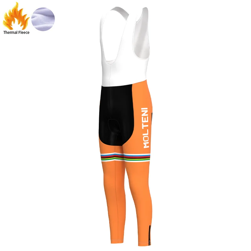 1987 Competition MOLTENI Team Retro Man Fleece Cycling trousers Triathlon Bike Skinsuit Pants Gel Pad Pantalón ciclismo hombre | Спорт и