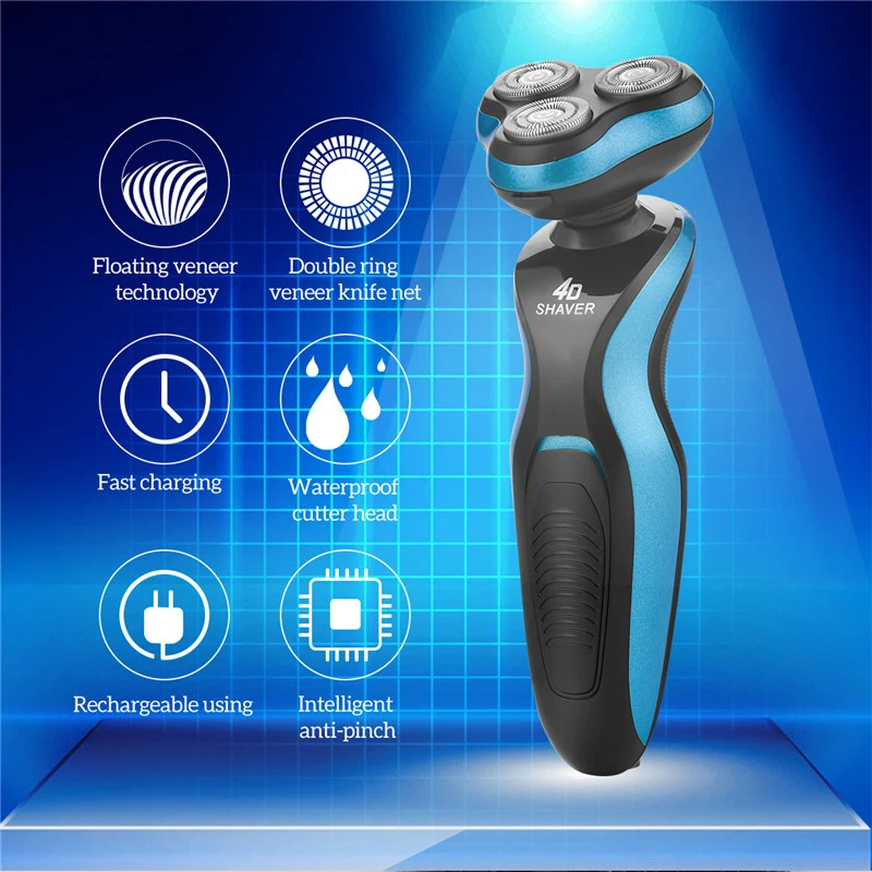 

4D Floating Triple Head Electric Shaver USB Charge Men Washable Wet Dry Beard Trimmer Shaving Machine Razor Rechargeable Shaver