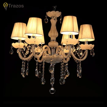 

New Modern White Crystal Chandeliers for Livingroom Bedroom Indoor Lamp Lustres De Teto Ceiling Chandelier K9 Crystal LED Bulbs