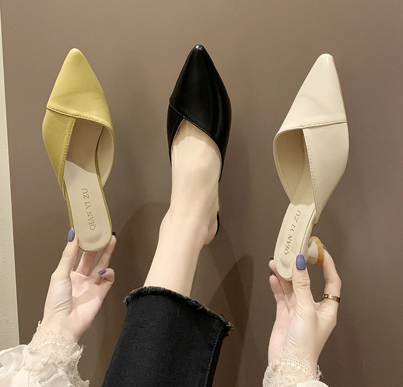 

Fashion explosion models ladies out slippers solid color shiny small square with non-slip elegant generous women slippers U24-08