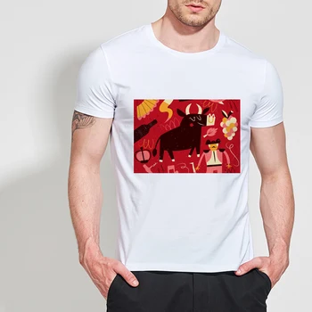 

Spanish bullfighting Printed T Shirt Summer man Tshirts Spanish Flag Independent Day Tees Tops Clothes Casual Top