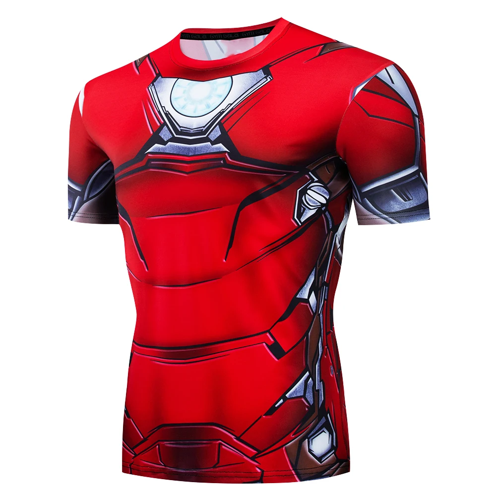 Новинка года; компрессионные колготки «Капитан Америка 2» с супергероями; футболка; детская одежда для фитнеса с короткими рукавами