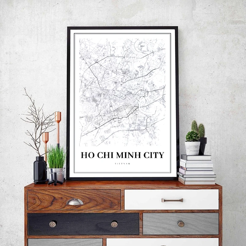Vietnam Map Art Poster Home Decor