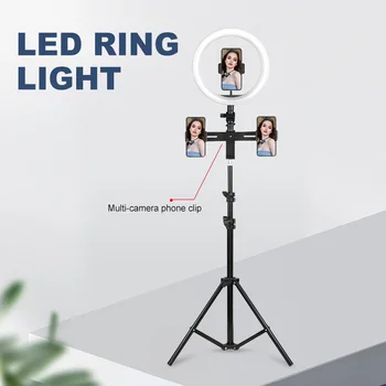 

Photography Dimmable LED Selfie Ring Light 10 Levels of Dimmable Light With Phone Holder Tripod USB For Makeup Video Live Studio