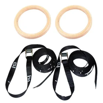

NEW 1pair Wood Gymnastic Rings Adjustable Muscle Strength Training Home Fitness With Scales 28/32mm