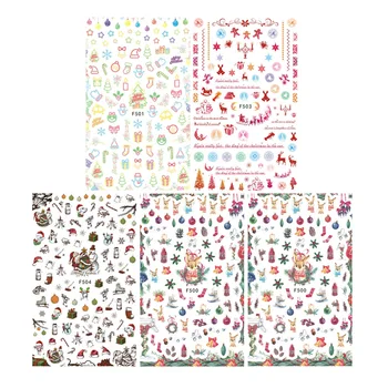 

5 Sheets Christmas Nail Sticker Cartoon Mixed Pattern 3D DIY Manicures Stickers for Xmas