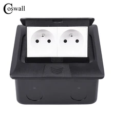 Coswall полностью алюминиевая черная металлическая панель медленная открывающаяся напольная розетка 16А 2 банды польская французская стандартная розетка с заземлением