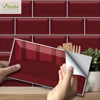 

Funlife® 20X10cm Ruby Red Wall Sticker Self-Adhesive Eco-Friendly PVC Tile Stickers for Bathroom Kitchen Backsplash Home Wall