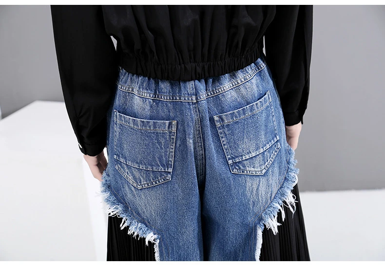 Новая мода лето осень контрастные цвета на шнуровке высокая посадка на пуговице молния карманы строчка джинсы брюки женские N616