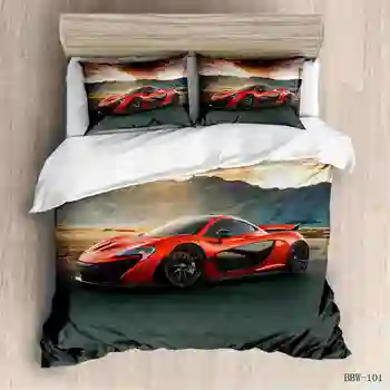 

Racing Car Bedding Set Bedroom Decor Black Bedspread Microfiber Hypoallergenic Zipper Duvet Cover with Pillowcase