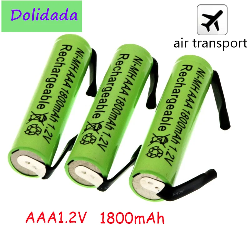 Ni-Mh 1.2V AAA Rechargeable Battery Cell 1800mah with Solder Tabs for Philips Braun Electric Shaver Razor Toothbrush | Электроника