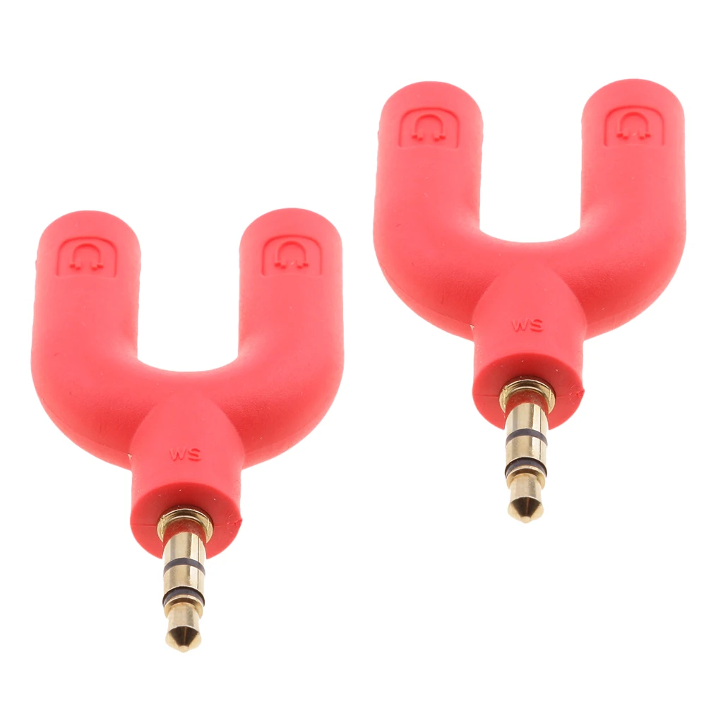 2Pcs 3.5mm Earphone Adapter Plug,U Shape Double Jack Stereo Headphone Splitter Cable Connector for PC Smartphone