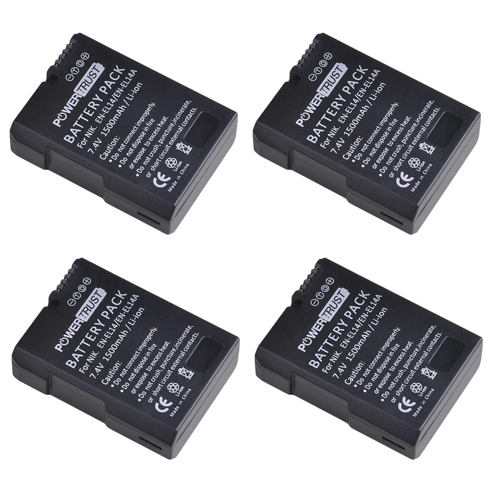 4 battery EN-EL14 EN-EL14A батарея+ lcd USB двойное зарядное устройство с портом type C для Nikon D3100 D3200 D3300 D3400 D3500 D5600 D5100 D5200 P7000 - Цвет: 4 battery