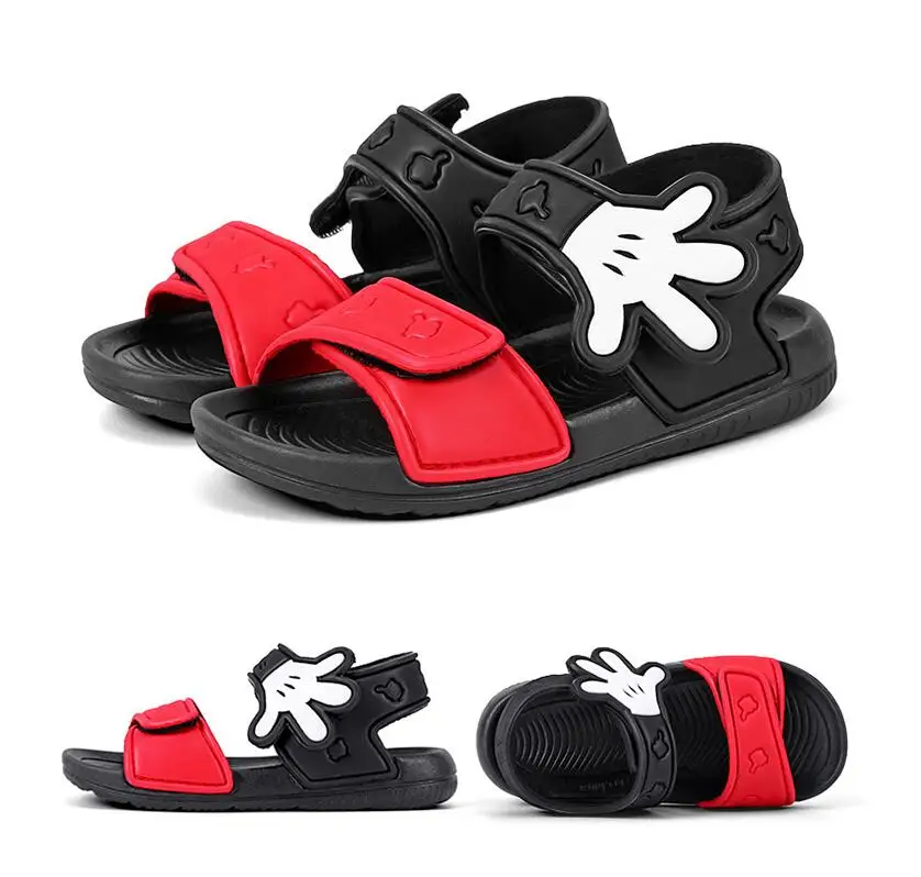 Disney-Sandalias antideslizantes de dibujos animados de spiderman para niños y niñas, zapatos de playa de fondo suave, Mickey Mouse