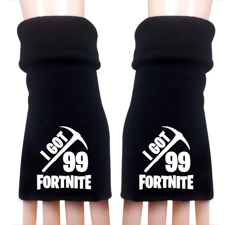 

Fortnite Half Finger Long Gloves for Men Women Fingerless Touch Screen 2020 Winter Knitted Stretch Half Finger Elastic Soft Warm