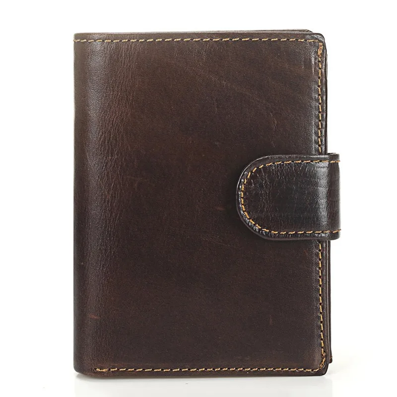 JNKET Retro Genuine Cow Leather Wallet Men Vertical Clutch Wallet Coins Purse Card Holder Notecase Multifunctional