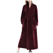 Ночное платье, женский халат, хлопковый Халат, женский зимний удлиненный плюшевый халат, халат с длинными рукавами, халат, пальто