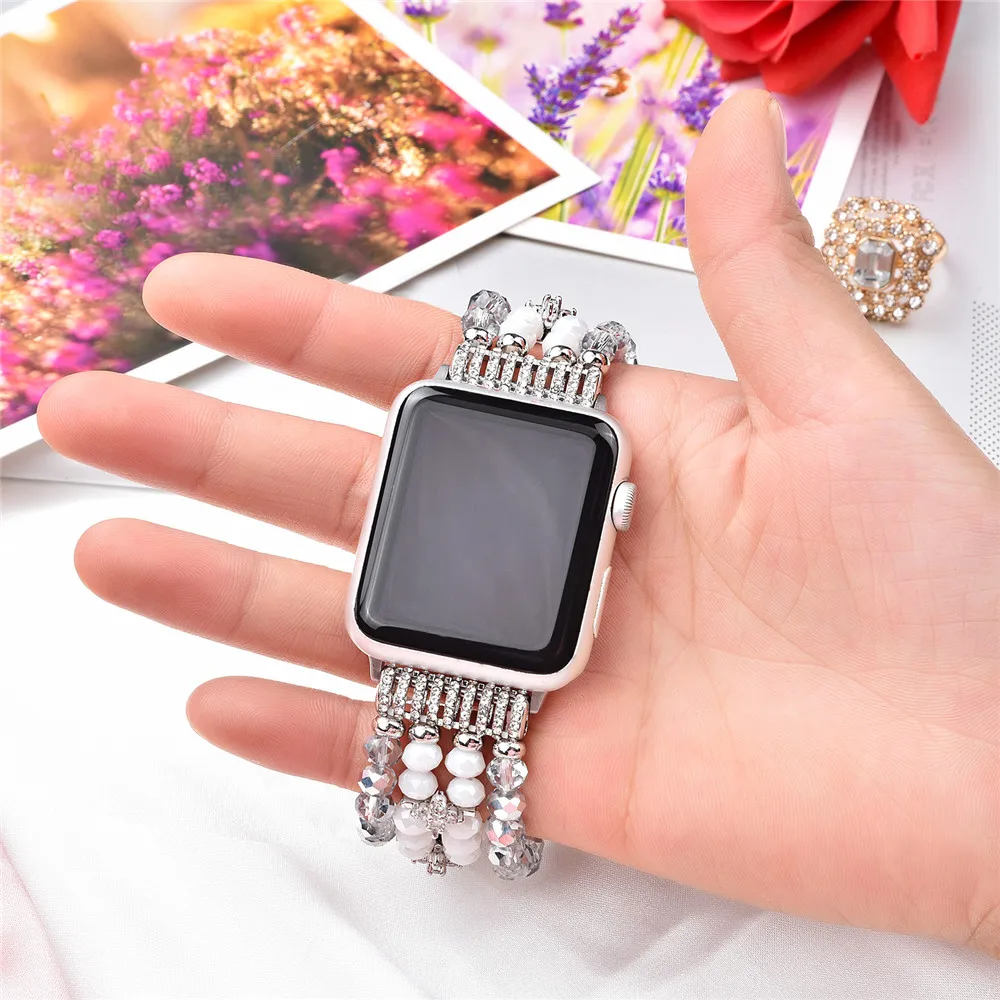 Ремешок для часов Apple Watch 5 4 ремешок 44 мм 40 мм изысканный браслет из Искусственного хрусталя для iWatch серии 3 2 1 ремешок 42 мм 38 мм
