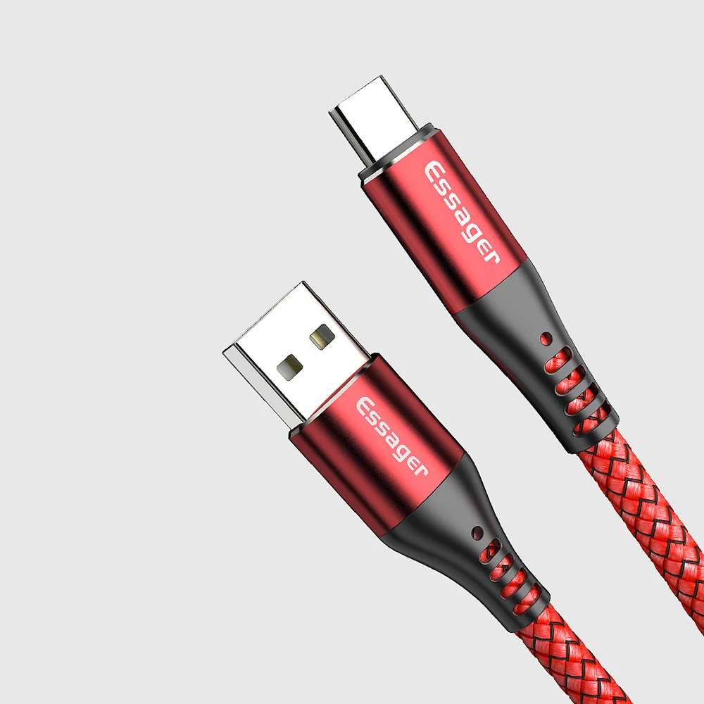 Red Essager 5A usb type C кабель для huawei mate 20 10 P30 P20 Pro Lite USBC кабель для быстрой зарядки type-C кабель для мобильного телефона USB-C шнур для зарядного устройства - Цвет: Red