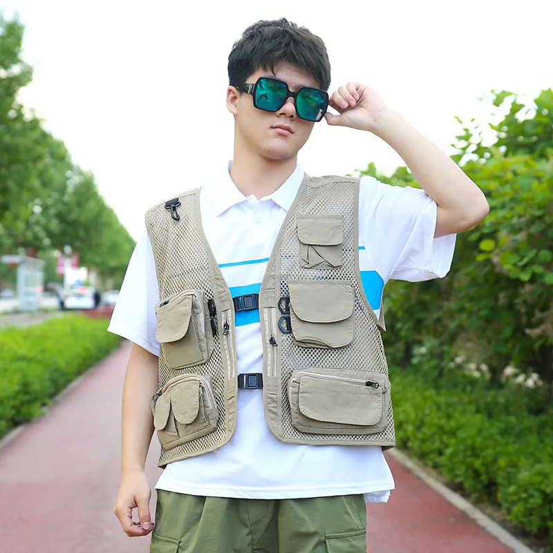 

Fonoun Fishing Vest Detachable Multiple Pockets Breathable Grid Mesh Comfortable Wear-Resisting FF6640