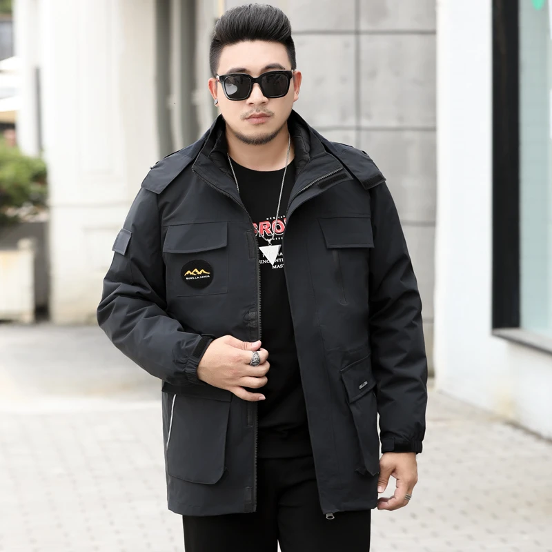 

large plus size 10XL 9XL 8XL Waterproof Winter Jacket Men Warm 2 in 1 Parkas Windproof Detachable Hood Thicken Winter Coa