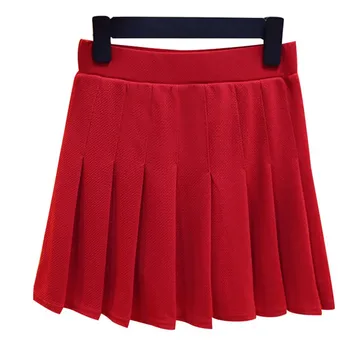 

Women Sexy Stretchy High Waist Chiffon Pleated Short Skirt Solid Color A-line Anti-light Miniskirt