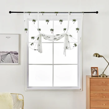 

Green Tree Rod Style Roman Tulle for Kitchen Window Living Room Bedroom Custom Made