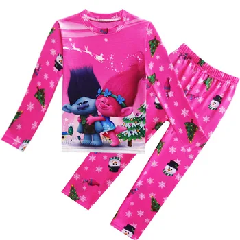 

2019 New vaiana autumn hot sale Moana baby pajamas cute character children Trolls pyjamas kids baby girls clothing 2 pcs/set