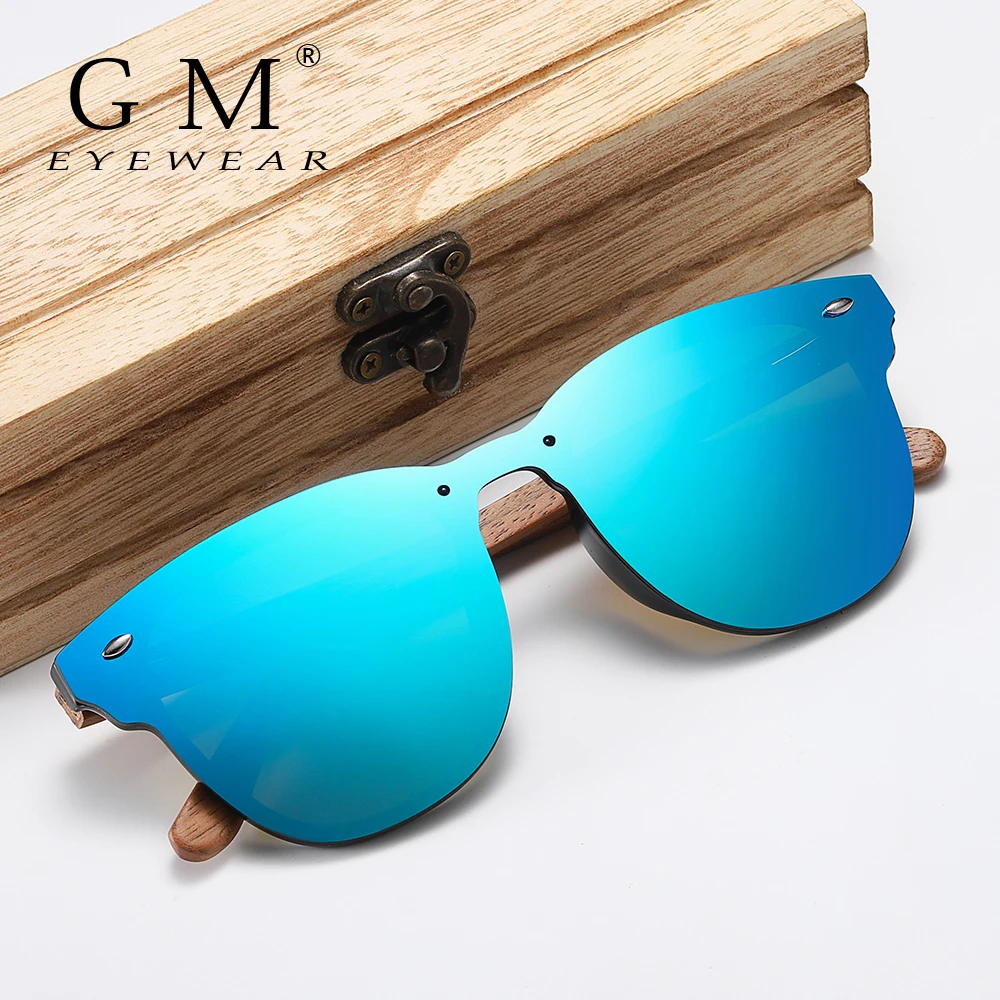 

GM Handmade Walnut Wooden Eyewear Polarized Mirror Sunglasses Men Women Vintage Design Oculos de sol masculino S5040