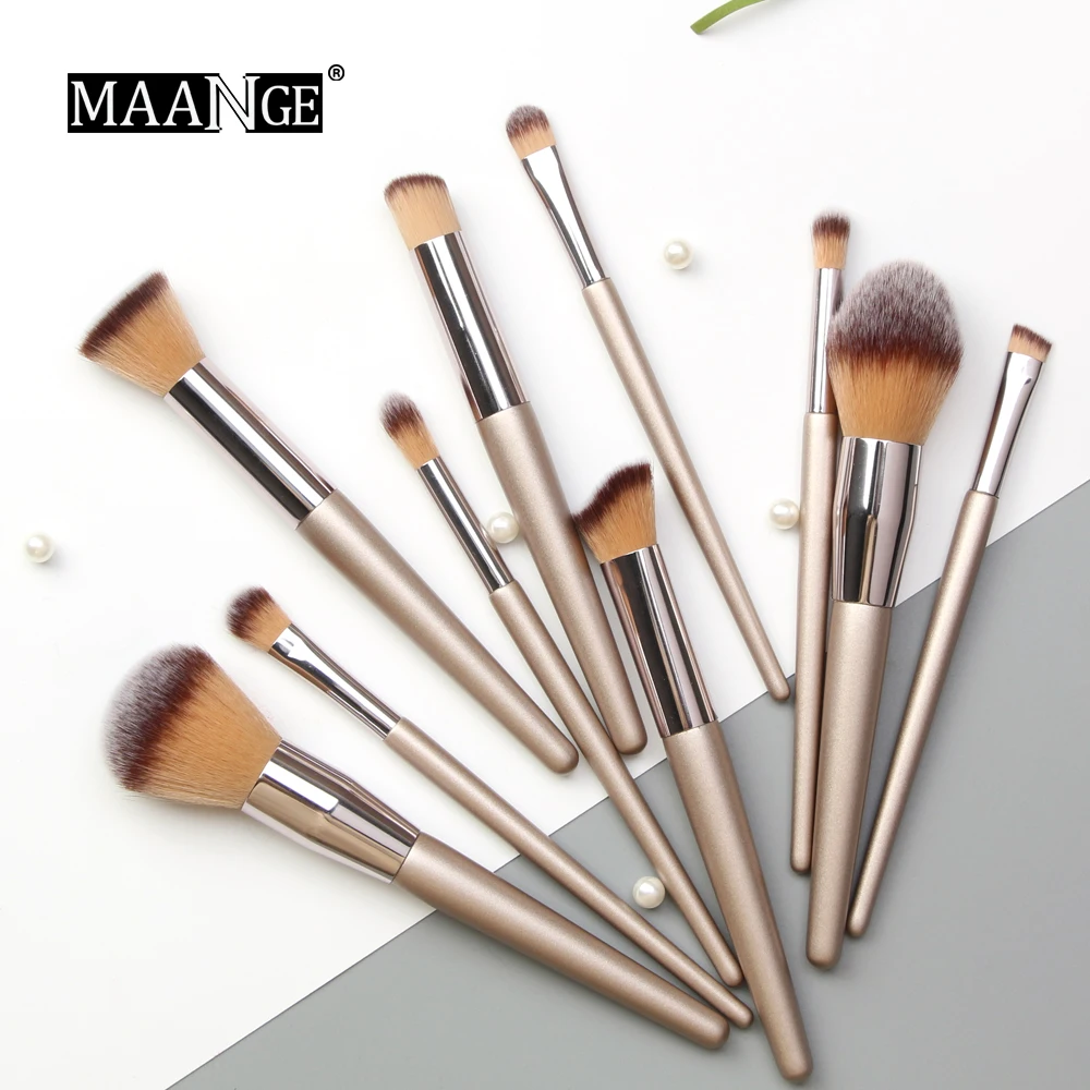 10 pcs Professional Makeup Brushes Metal Tube Paint Handle Eye shadow Eyelash Concealer Cosmetic brush Set drop shipping