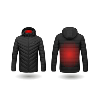 

USB Electric Heating Hooded Jackets Warm Winter Thermal Coat Heated Jackets Vest Down Cotton Mens Women Outdoor Coat Pluse Size