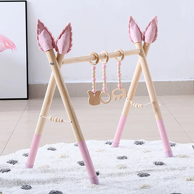 1Set Nordic Style Baby Gym Play Nursery Sensory Ring-pull Toy Wooden Frame Infant Room Toddler Clothes Rack Gift Kids Room Decor 1