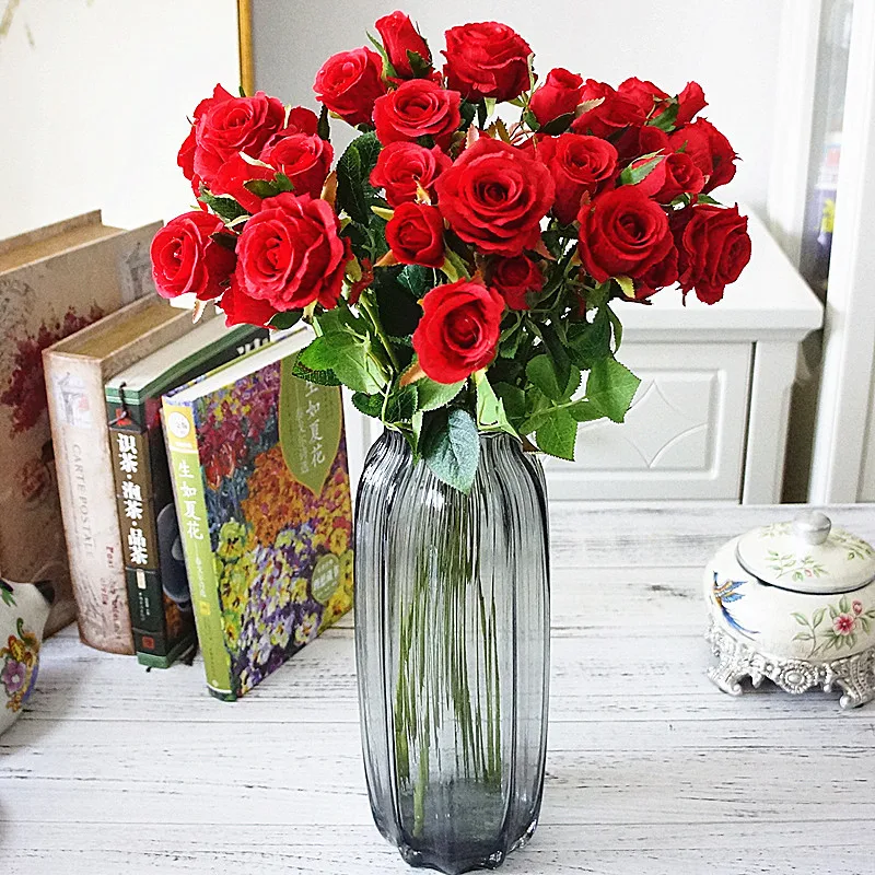 Розы Букет вазы для домашнего декора свадебные аксессуары для невесты декоративные цветы венки скрапбук рукоделие искусственные растения