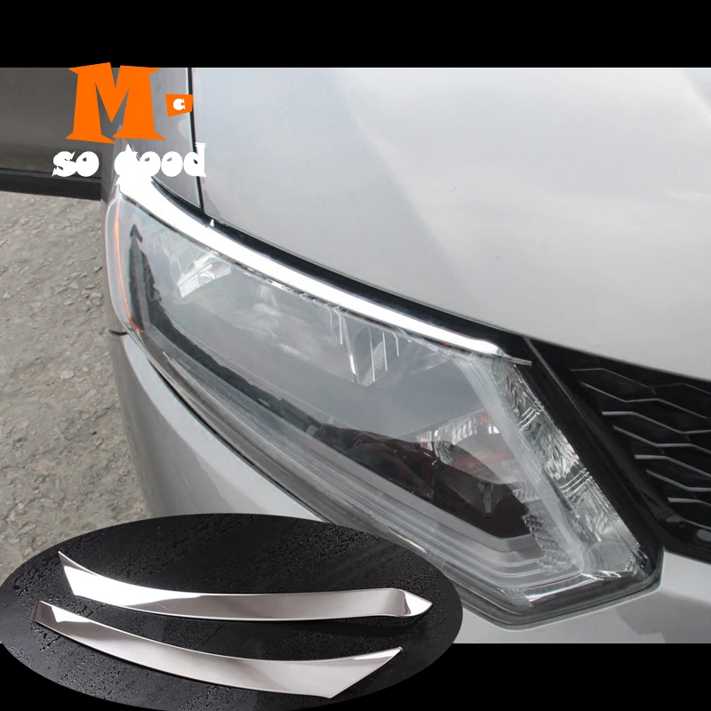 Накладка для бровесветильник на переднюю фару ABS Chrome 2014 2015 2016 Nissan XTrail T32