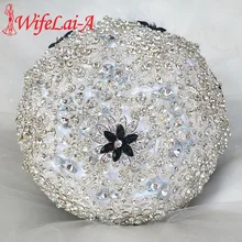 WifeLai-роскошные свадебные букеты, белые атласные цветы, букеты, стразы, свадебные цветы для свадьбы Ramo Novia W998M