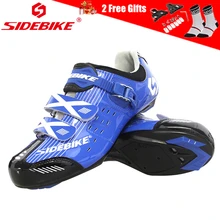 SIDEBIKE Processional велосипедная обувь для велоспорта, Шоссейная обувь для горного велосипеда, Мужская дышащая противоскользящая MTB гоночная спортивная обувь синего цвета