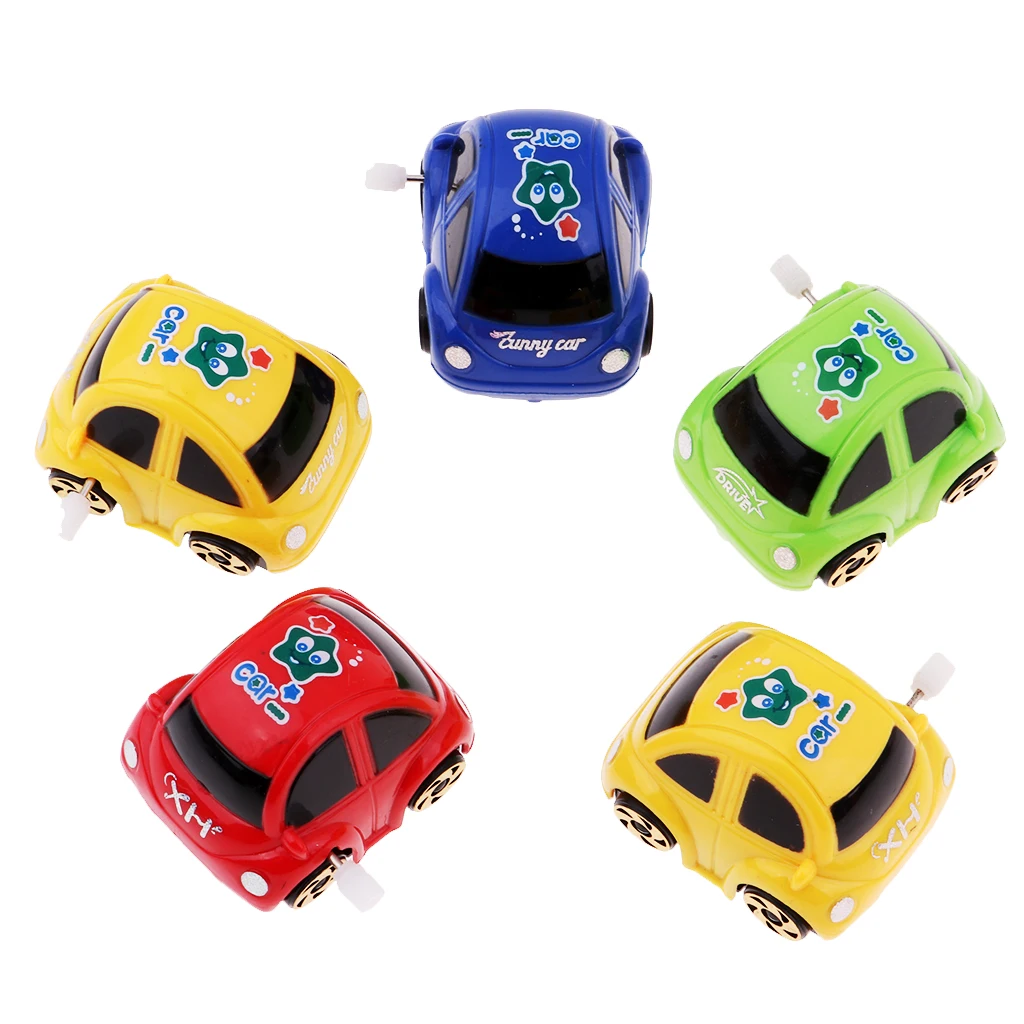 5-Pack Mini Plastic Wind-up Car Toys for Goody Bag Easter Eggs Filler Boy Toddler Gift Children